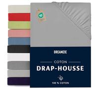 Dreamzie - Drap Housse 100x200 - Gris - 100% Jersey Coton Certifié Oeko Tex - Housse Matelas
