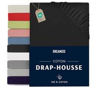 Dreamzie - Drap Housse - 120x200cm - 100% Coton Jersey | Noir · Bonnet 22cm · Élastique solide · Ajustement parfait · Lavable à 60°C · Oeko Tex · Lit 1 Place et Demi