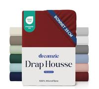 Dreamzie - Drap Housse 135x190cm - Bordeaux - Grand Bonnet 35cm | 100% Microfibre Ultra Douce · Certifié OEKO-TEX · Linge de Lit · Confort Optimal · Matelas Épais · 2 Places · Séchage Rapide