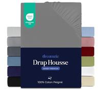 Dreamzie - Drap Housse - 140x190/200cm - 100% Coton Peigné - Jersey Premium | Anthracite · Bonnet 22cm · Élastique solide · Ajustement parfait · Lavable à 60°C · Oeko Tex · Lit 2 Personnes / Double