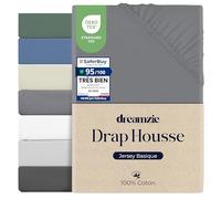 Dreamzie Drap Housse 140x200, Coton, Élastique, Oeko-Tex, Anthracite | Coton respirant・Élastique & Oeko-Tex・Prix accessible・12 coloris・Lavable en machine