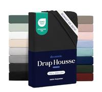 Dreamzie - Drap Housse 150x200cm - Grand Bonnet 35cm - Noir | Microfibre Ultra Douce · Certifié OEKO-TEX · Linge de Lit 2 Personnes · Matelas Épais · Respirant · Entretien Facile