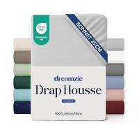 Dreamzie - Drap Housse 150x200cm - Gris - Grand Bonnet 35cm | 100% Microfibre Ultra Douce · Certifié OEKO-TEX · Linge de Lit · Confort Optimal · Matelas Épais · 2 Places · Séchage Rapide