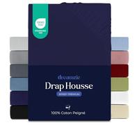 Dreamzie Drap Housse 160x200 cm, Jersey 100% Coton Premium, Hauteur De Matelas Jusqu'à 27 cm, Hypoallergénique, Oeko-Tex, Bleu Foncé