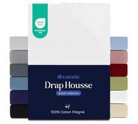 Dreamzie Drap Housse 160x200 cm, Jersey 100% Coton Premium, Hauteur De Matelas Jusqu'à 27 cm, Hypoallergénique, Oeko-Tex, Blanc