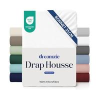 Dreamzie Drap Housse 180 x 200 Bonnet 35 cm pour Matelas Épais - 100% Microfibre - Blanc cassé, Certifié sans Produits Chimiques (Oeko TEX), Drap Housse avec Élastique Complet