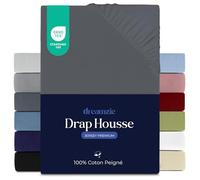 Dreamzie - Drap Housse - 180x190/200cm - 100% Coton Peigné - Jersey Premium | Gris foncé · Bonnet 27cm · Élastique solide · Ajustement parfait · Lavable à 60°C · Oeko Tex · Lit 1 Personne / Lit Simple