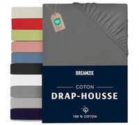 Dreamzie - Drap Housse 180x200 - Anthracite - 100% Jersey Coton Certifié Oeko Tex - Drap-Housse 180x200 cm