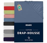 Dreamzie - Drap Housse 180x200 - Bleu - 100% Jersey Coton Certifié Oeko Tex - Drap-Housse 180x200 cm