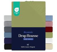 Dreamzie - Drap Housse - 200x200cm - 100% Coton Peigné - Jersey Premium | Anis · Bonnet 27cm · Élastique solide · Ajustement parfait · Lavable à 60°C · Oeko Tex · Super King Size / Lit XXL