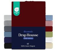 Dreamzie - Drap Housse - 200x200cm - 100% Coton Peigné - Jersey Premium | Bordeaux · Bonnet 27cm · Élastique solide · Ajustement parfait · Lavable à 60°C · Oeko Tex · Super King Size / Lit XXL