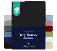Dreamzie - Drap Housse - 200x200cm - 100% Coton Peigné - Jersey Premium | Noir · Bonnet 27cm · Élastique solide · Ajustement parfait · Lavable à 60°C · Oeko Tex · Super King Size / Lit XXL