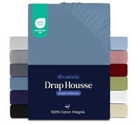 Dreamzie Drap Housse 80x160 cm, Jersey 100% Coton Premium, Hauteur De Matelas Jusqu'à 12, Hypoallergénique, Oeko-Tex, Bleu