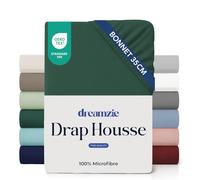 Dreamzie Drap Housse 80x200 Bonnet 35 cm pour Matelas Épais (Adapté Aussi 80x190) - 100% Microfibre - Vert Pétrole, Certifié sans Produits Chimiques (Oeko TEX), Drap Housse avec Élastique Complet