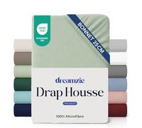 Dreamzie Drap Housse 80x200 Bonnet 35 cm pour Matelas Épais (Adapté Aussi 80x190) - 100% Microfibre - Vert Clair, Certifié sans Produits Chimiques (Oeko TEX), Drap Housse avec Élastique Complet