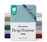 Dreamzie Drap Housse 90x200 Bonnet 35 cm pour Matelas Épais - 100% Microfibre - Aqua, Certifié sans Produits Chimiques (Oeko TEX), Drap Housse avec Élastique Complet