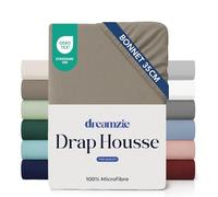 Dreamzie - Drap Housse 90x200cm - Lin - Grand Bonnet 35cm | 100% Microfibre Ultra Douce · Certifié OEKO-TEX · Linge de Lit · Confort Optimal · Matelas Épais · 1 Place · Séchage Rapide