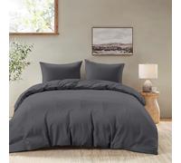 Dreamzie - Housse de Couette 200x200 avec 2 Taies Oreiller 50 x 70 - Parure de Lit Adulte 3 pièces en Microfibre Douce Gris Foncé - Certifiée Oeko-Tex
