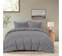 Dreamzie - Housse de Couette 200x200 avec 2 Taies Oreiller 65x65 - Parure de Lit Adulte 3 pièces en Microfibre Douce Anthracite - Certifiée Oeko-Tex