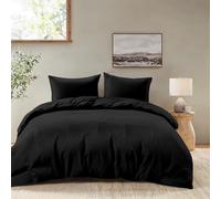 Dreamzie - Housse de Couette 200x200 avec 2 Taies Oreiller 65x65 - Parure de Lit Adulte 3 pièces en Microfibre Douce Noire - Certifiée Oeko-Tex