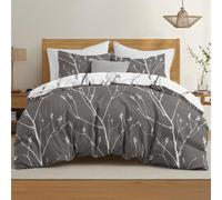 Dreamzie Housse de Couette 200x220 cm avec 2 Taies d'oreiller 80x80 cm, Motif Abstrait Gris Blanc, Parure de Lit en Microfibre 200x220 avec Fermeture Éclair, Linge de Lit 2 Personnes, Oeko TEX