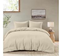 Dreamzie - Housse de Couette 220x240 avec 2 Taies Oreiller 50 x 70 - Parure de Lit Adulte 3 pièces en Microfibre Douce Beige - Certifiée Oeko-Tex