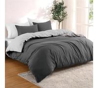 Dreamzie - Housse de Couette 240x220 cm avec 2 Taie Oreillers 50x70 cm - Gris Foncé/Gris Clair - Parure de Lit 240x220 en 100% Microfibre - 3 Pièces - Certifié sans Produits Chimiques (Oeko TEX)