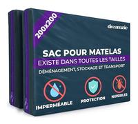 Dreamzie Housse Protection Matelas en Plastique Opaque, Sac de Demenagement, Stockage et Transport avec Fermeture Éclair (Épaisseur 30cm), Résistant aux Déchirures, Housse Matelas 200x200cm, Lot de 2