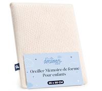 Dreamzie - Oreiller Enfant à Memoire de Forme - Oreiller 25x50 cm - Coussin Enfant Ergonomique pour Enfants de 3 à 8 Ans