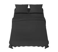 Dreamzie Parure de Lit 135x190 cm - 4 Pièces en Microfibre - Drap Housse 135x190 cm - Drap Plat 2 Personnes 220x270 cm - 2 Taie Oreiller 50x80 - Certifié Oeko Tex - Gris Foncé
