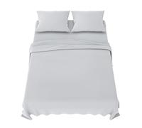 Dreamzie Parure de Lit 140x190/200 cm - Linge de Lit 4 Pièces en Microfibre Doux - Drap Housse 140x190/200 - Drap Plat 2 Personnes 220x270-2 Taies Oreiller 65x65 - Certifié Oeko Tex - Gris Clair