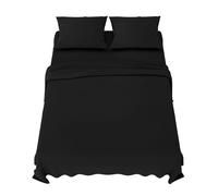 Dreamzie Parure de Lit 150x200 cm - 4 Pièces en Microfibre - Drap Housse 150x200 cm - Drap Plat 2 Personnes 230x270 cm - 2 Taie Oreiller 50x80 - Certifié Oeko Tex - Noir