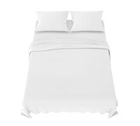 Dreamzie Parure de Lit 150x200 cm - Linge de Lit 4 Pièces en Microfibre Doux - Drap Housse 150x200 - Drap Plat 2 Personnes 230x270-2 Taies Oreiller 65x65 - Certifié Oeko Tex - Blanc