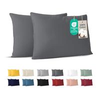Dreamzie - Taie d'oreiller 50 x 70 cm - Lot de 2-100% Coton - Anthracite | Certifié Oeko-Tex · Fermeture Éclair sans tirette · Jersey · Respirant et Hypoallergénique · 150 g/m² · Lavable · Doux