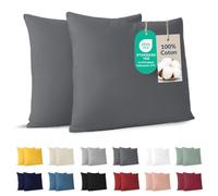 Dreamzie - Taie d'oreiller 65x65 cm - Lot de 2-100% Coton - Anthracite | Certifié Oeko-Tex · Fermeture Éclair sans tirette · Jersey · Respirant et Hypoallergénique · 150 g/m² · Lavable · Doux