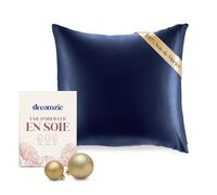 Dreamzie - Taie d'oreiller Soie 65x65cm - 100% Soie Naturelle - Bleu Marine | Certifié Oeko-Tex · Fermeture éclair · 19 Momme · Bienfaits Cheveux et Peau Anti-Âge · Soie de Mûrier · Respirant · Lavable