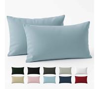 Dreamzie Taie Oreiller 30x50 Coton Renforcé (Set de 2) - Bleu Clair - Tissage serré de 57 Fils/cm² - Taie Oreiller 30 x 50 cm - Certifié Oeko Tex