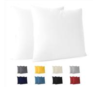 Dreamzie Taie Oreiller 40x40 cm (Lot de 2) 100% Coton Jersey 150 GSM - Blanc - Taie d'oreiller 40 x 40 cm- Housse de Coussin Résistant et Hypoallergénique pour Oreiller (oreillers non inclus)