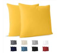 Dreamzie Taie Oreiller 40x40 cm (Lot de 2) 100% Coton Jersey 150 GSM - Jaune - Taie d'oreiller 40 x 40 Coton - Housse de Coussin Résistant et Hypoallergénique pour Oreiller