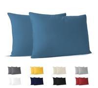Dreamzie Taie Oreiller 40x60 cm (Lot de 2) 100% Coton Jersey 150 GSM - Bleu - Taie d'oreiller 40 x 60 cm- Housse de Coussin Résistant et Hypoallergénique pour Oreiller