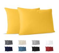 Dreamzie Taie Oreiller 40x60 cm (Lot de 2) 100% Coton Jersey 150 GSM - Jaune - Taie d'oreiller 40 x 60 Coton - Housse de Coussin Résistant et Hypoallergénique pour Oreiller