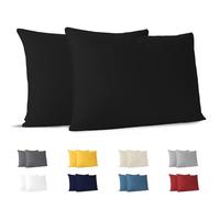 Dreamzie Taie Oreiller 40x60 cm (Lot de 2) 100% Coton Jersey 150 GSM - Noir - Taie d'oreiller 40 x 60 cm- Housse de Coussin Résistant et Hypoallergénique pour Oreiller