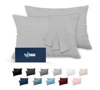 Dreamzie Taie Oreiller 40x70 Lot de 2 en Microfibre Certifiée Oeko-Tex - Housse Coussin Douce Et Brossée, Toucher Peau de Pêche - Gris