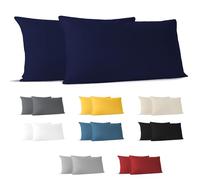 Dreamzie Taie Oreiller 40x80 cm (Lot de 2) 100% Coton Jersey 150 GSM - Bleu Foncé - Taie d'oreiller 40 x 80 cm- Housse de Coussin Résistant et Hypoallergénique pour Oreiller