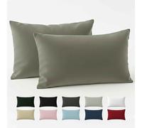 Dreamzie Taie Oreiller 40x80 Coton Renforcé (Set de 2) - Gris Clair - Tissage serré de 57 Fils/cm² - Taie Oreiller 40 x 80 cm - Certifié Oeko Tex