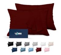 Dreamzie Taie Oreiller 50 x 70 Lot de 2 en Microfibre Certifiée Oeko-Tex - Housse de Coussin 50x70 Douce Et Brossée, Toucher Peau de Pêche - Bordeaux