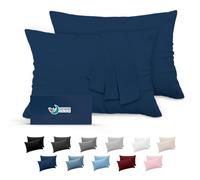 Dreamzie Taie Oreiller 50 x 70 Lot de 2 en Microfibre Certifiée Oeko-Tex - Taie Oreiller 50x70 Rectangulaire Douce Et Brossée, Toucher Peau de Pêche - Bleu Foncé