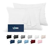 Dreamzie Taie Oreiller 50x70 Lot de 2 en Microfibre Certifiée Oeko-Tex - Housse Coussin Douce Et Brossée, Toucher Peau de Pêche - Blanc