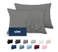 Dreamzie Taie Oreiller 50x70 Lot de 2 en Microfibre Certifiée Oeko-Tex - Housse Coussin Douce Et Brossée, Toucher Peau de Pêche - Anthracite