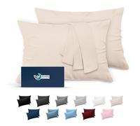 Dreamzie Taie Oreiller 50x70 Lot de 2 en Microfibre Certifiée Oeko-Tex - Housse Coussin Douce Et Brossée, Toucher Peau de Pêche - Beige